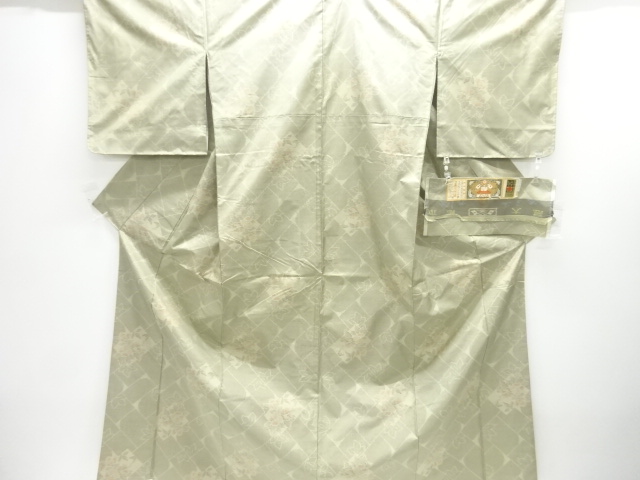 JAPANESE KIMONO / UNUSED OSHIMA TSUMUGI / WOVEN FLOWER 
